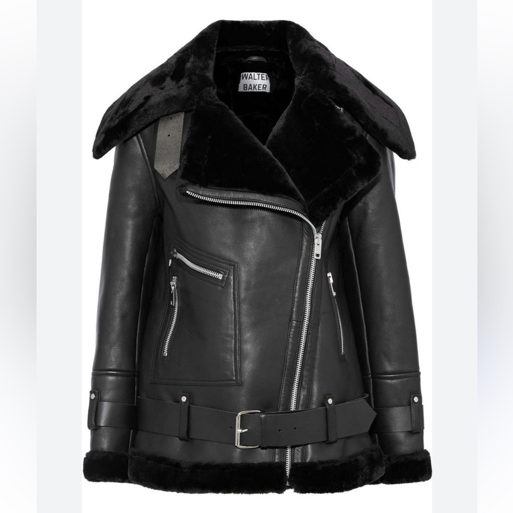 Walter Baker Celine Leather Jacket In Oxford size XS